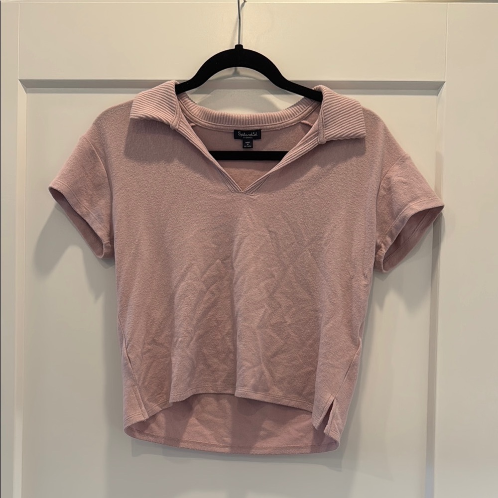 Splendid cozy lounge pajama top nwot collar pink purple